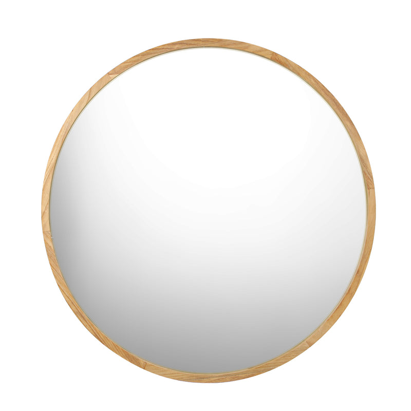 Oikiture Wall Mirrors Round 50cm Wooden Set of 2
