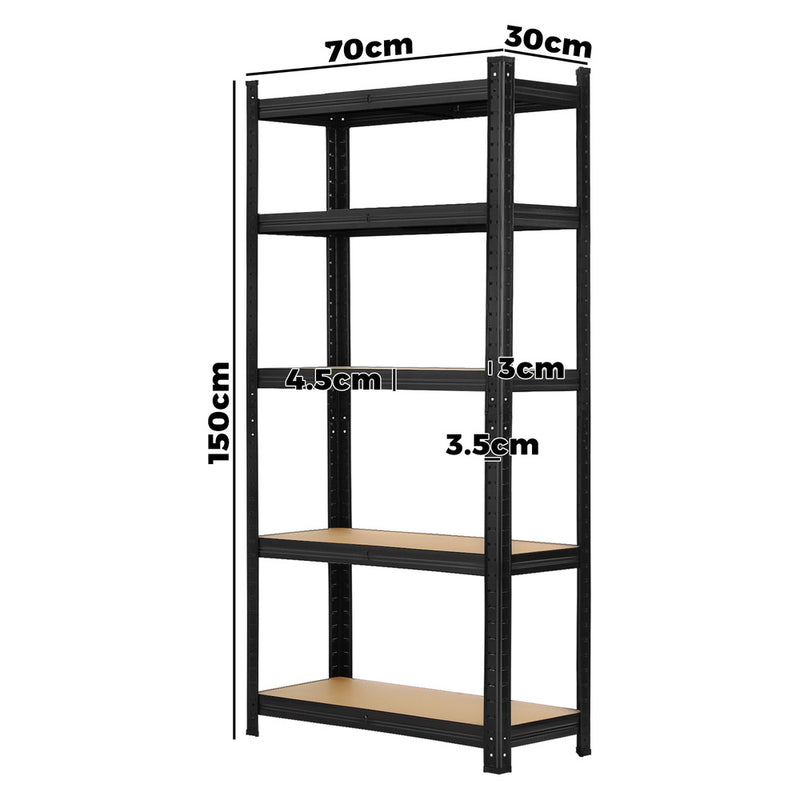 Sharptoo 4x Warehouse Storage Rack 5-tier 1.5m Black