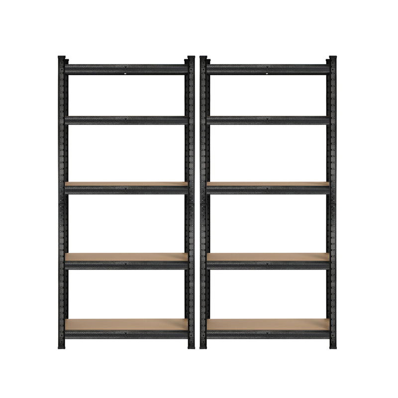 Sharptoo 2x Warehouse Storage Rack 5-tier 1.8m Black