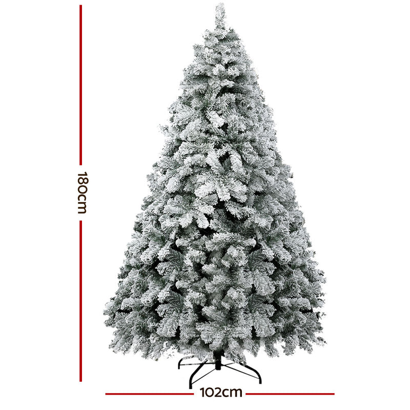 Jingle Jollys Christmas Tree 1.8m Snow Flocked Xmas Tree Decorations 468 Tips