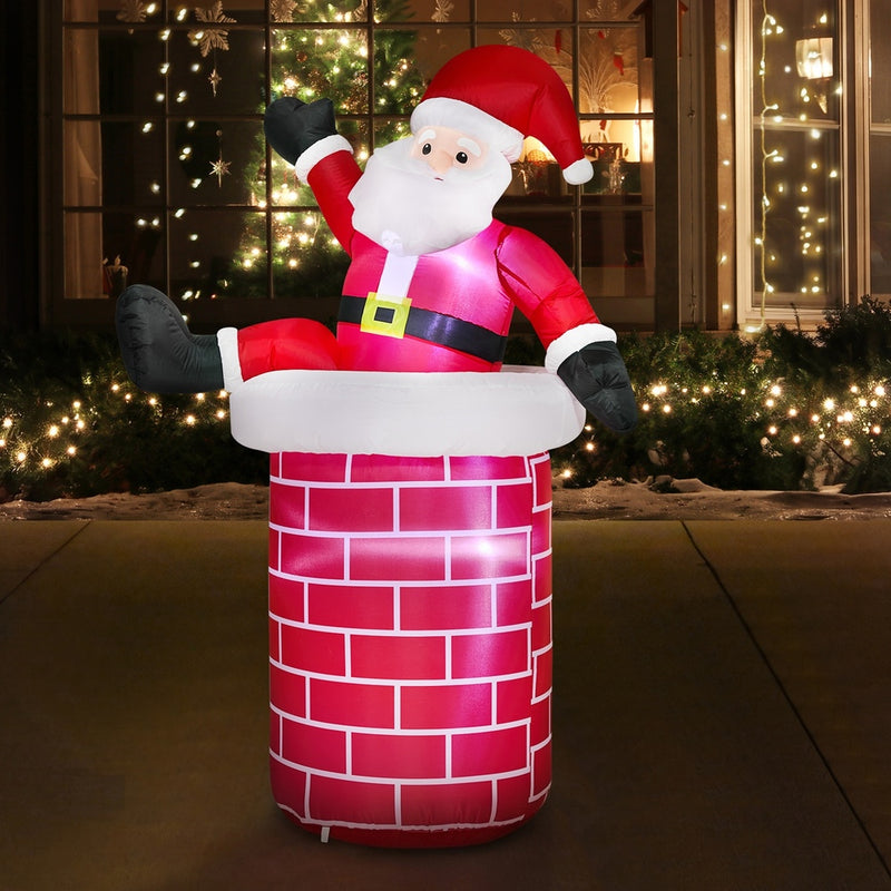 Tinseltown 1.8M Christmas Inflatable Santa Chimney LED Lights