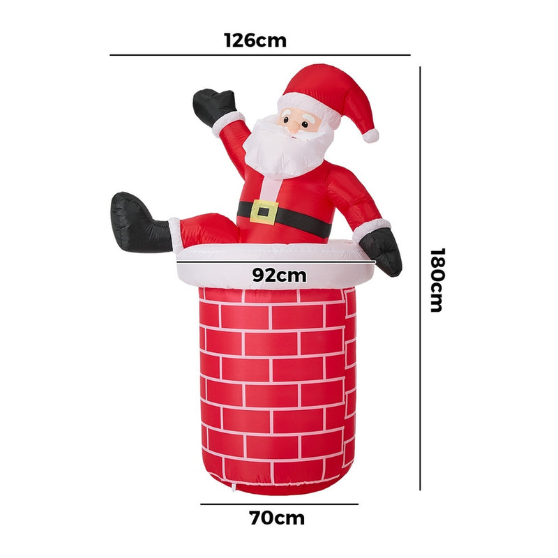 Tinseltown 1.8M Christmas Inflatable Santa Chimney LED Lights