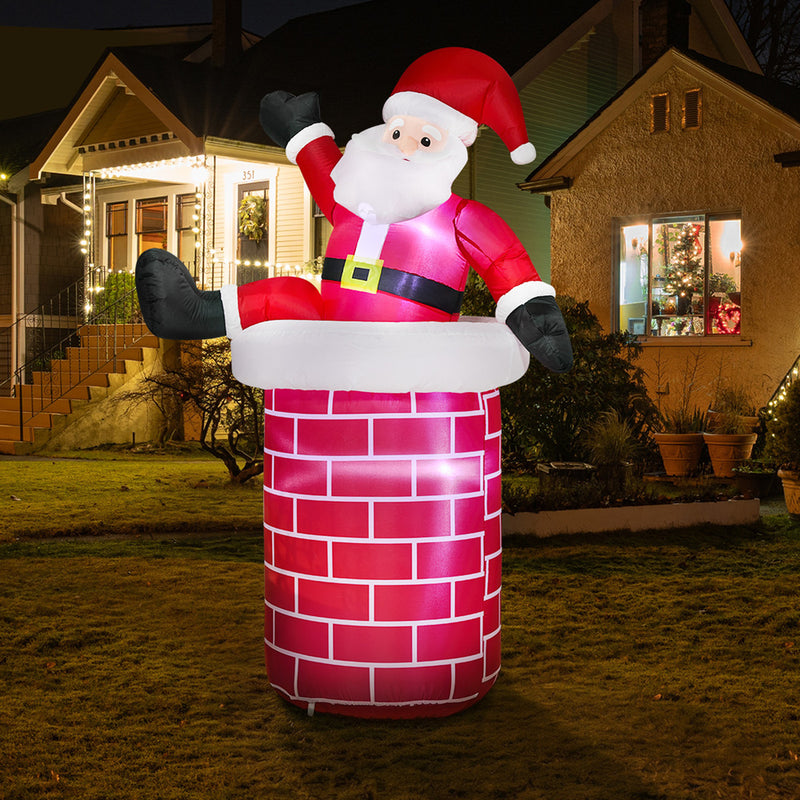 Tinseltown 1.8M Christmas Inflatable Santa Chimney LED Lights