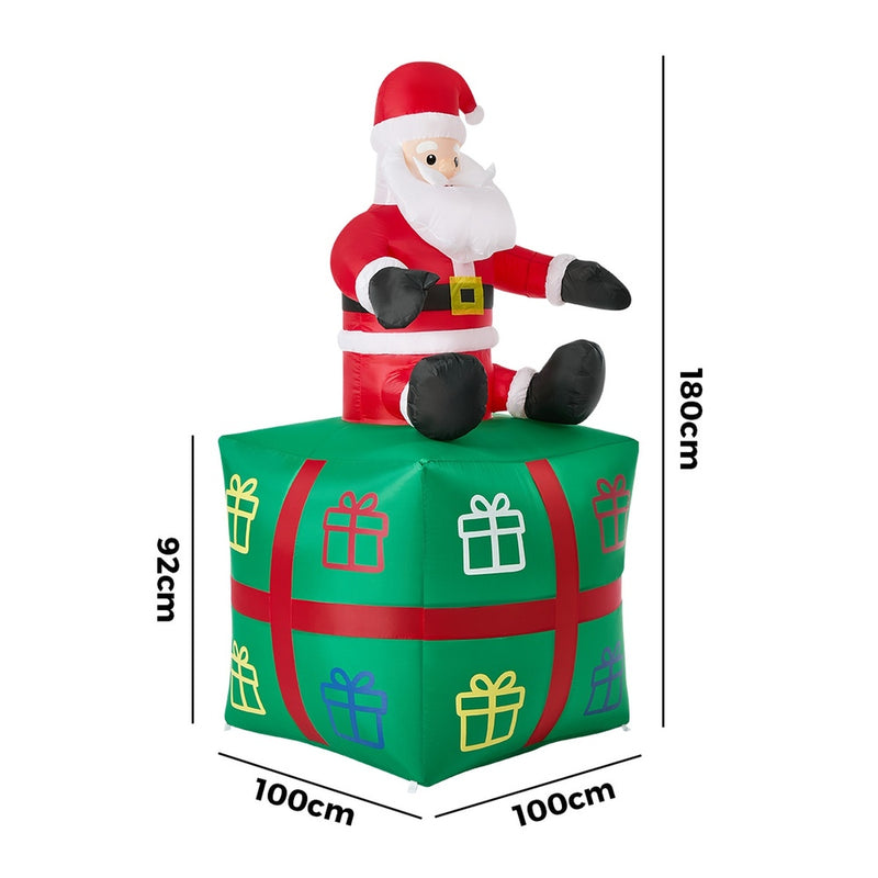 Tinseltown 1.8M Christmas Inflatable Santa Gift Box LED Light