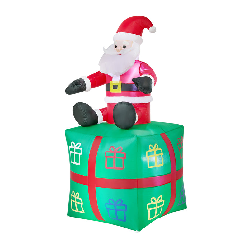 Tinseltown 1.8M Christmas Inflatable Santa Gift Box LED Light