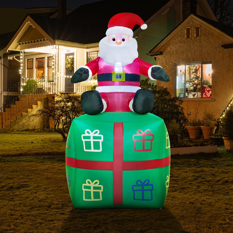 Tinseltown 1.8M Christmas Inflatable Santa Gift Box LED Light