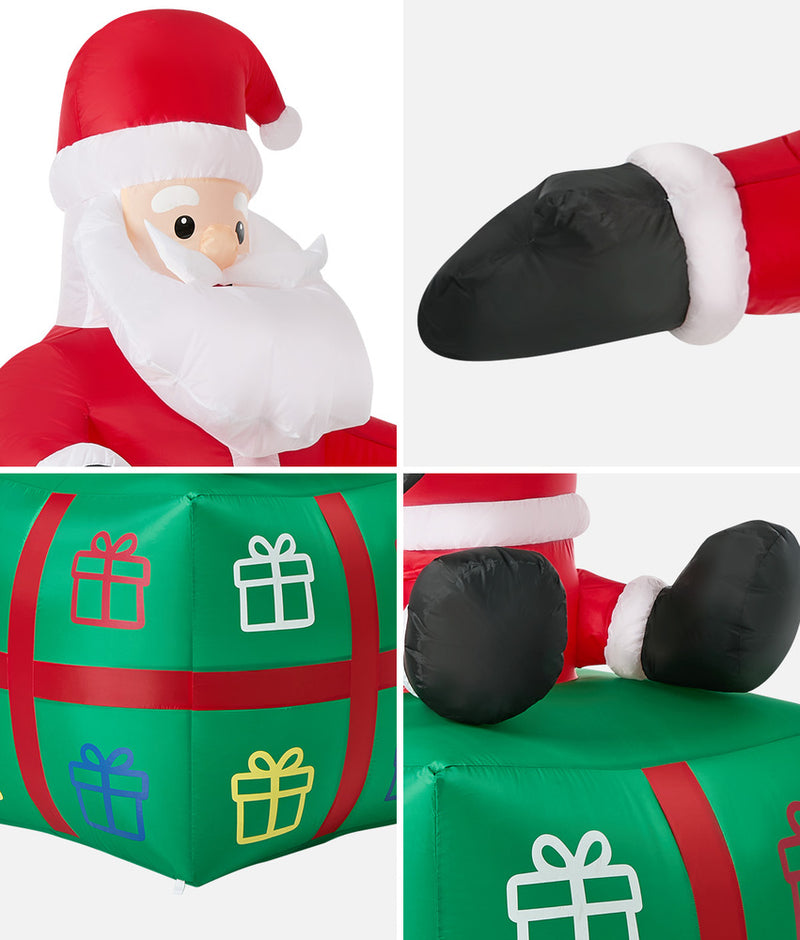 Tinseltown 1.8M Christmas Inflatable Santa Gift Box LED Light