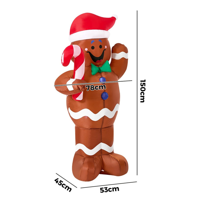 Tinseltown 1.5M Christmas Inflatable Gingerbread Man LED Light