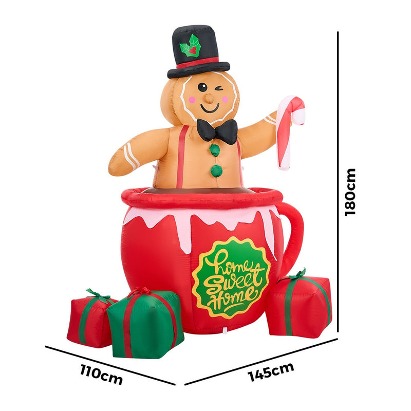 Tinseltown 1.8M Christmas Inflatable Gingerbread Man with LED Lights