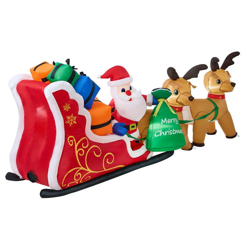 Tinseltown 3M Christmas Inflatable Santa Claus Sleigh Reindeers LED