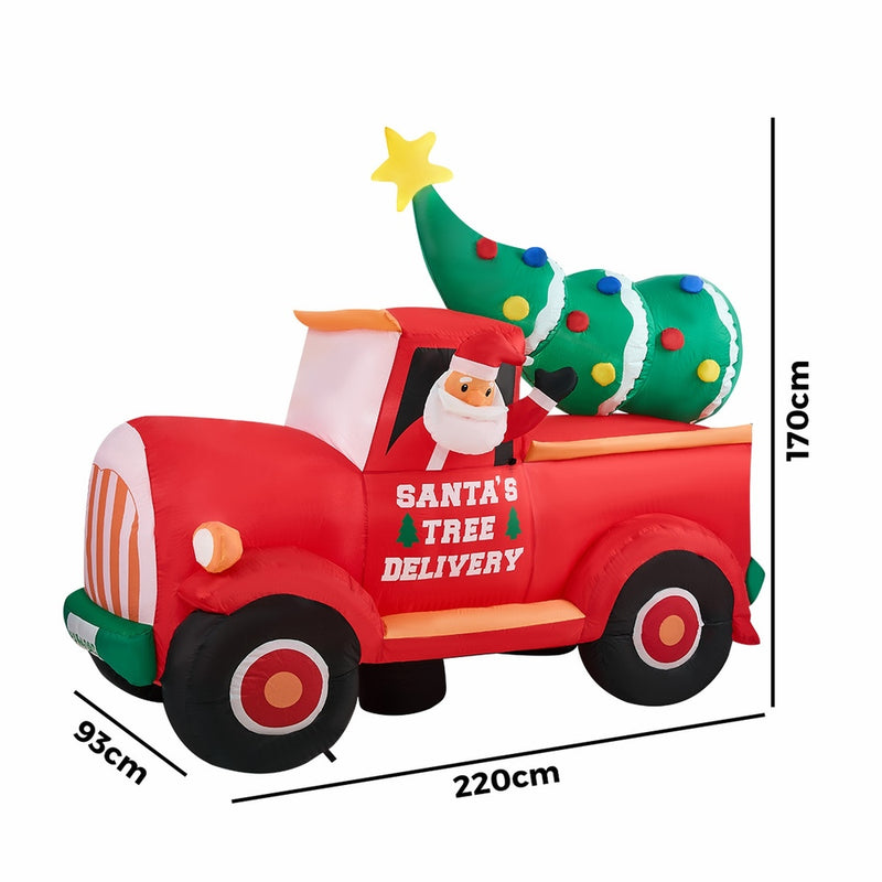 Tinseltown 2.2M Christmas Inflatable Santa Truck with LED Lights