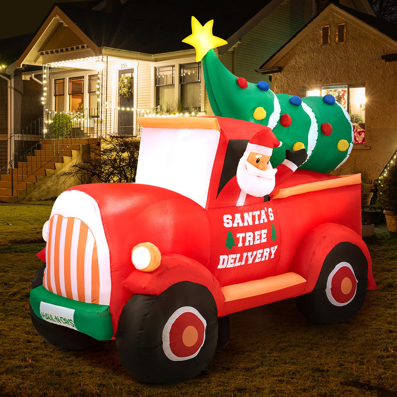 Tinseltown 2.2M Christmas Inflatable Santa Truck with LED Lights