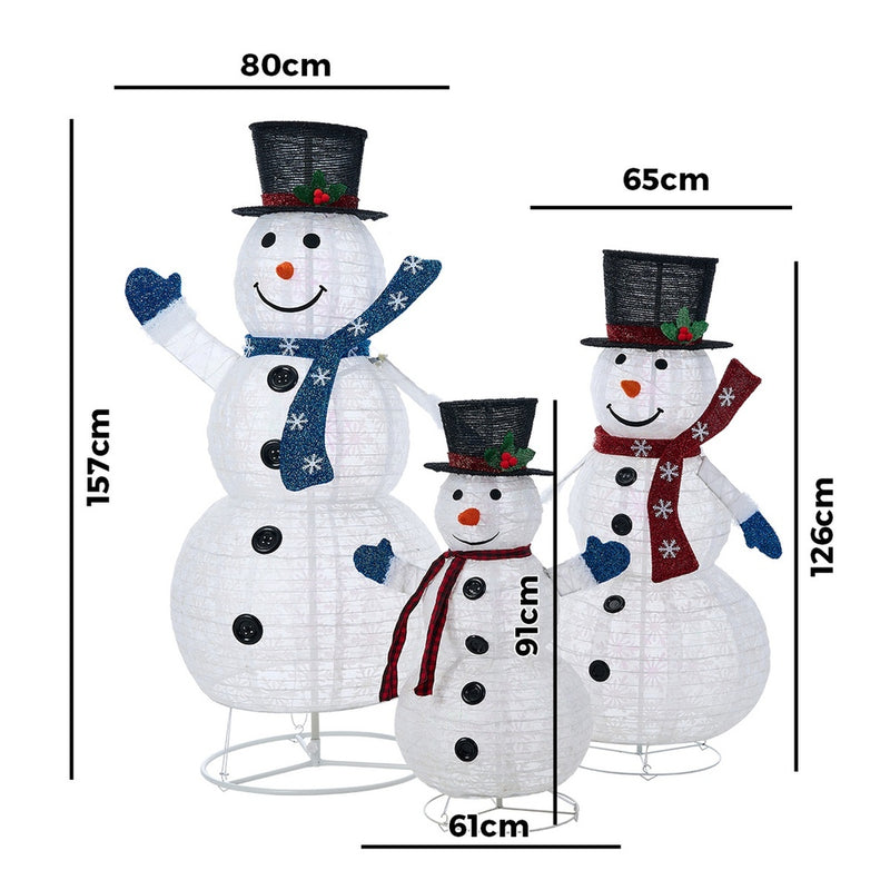 Tinseltown 3D Christmas LED Lights Set of 3 Snowmen