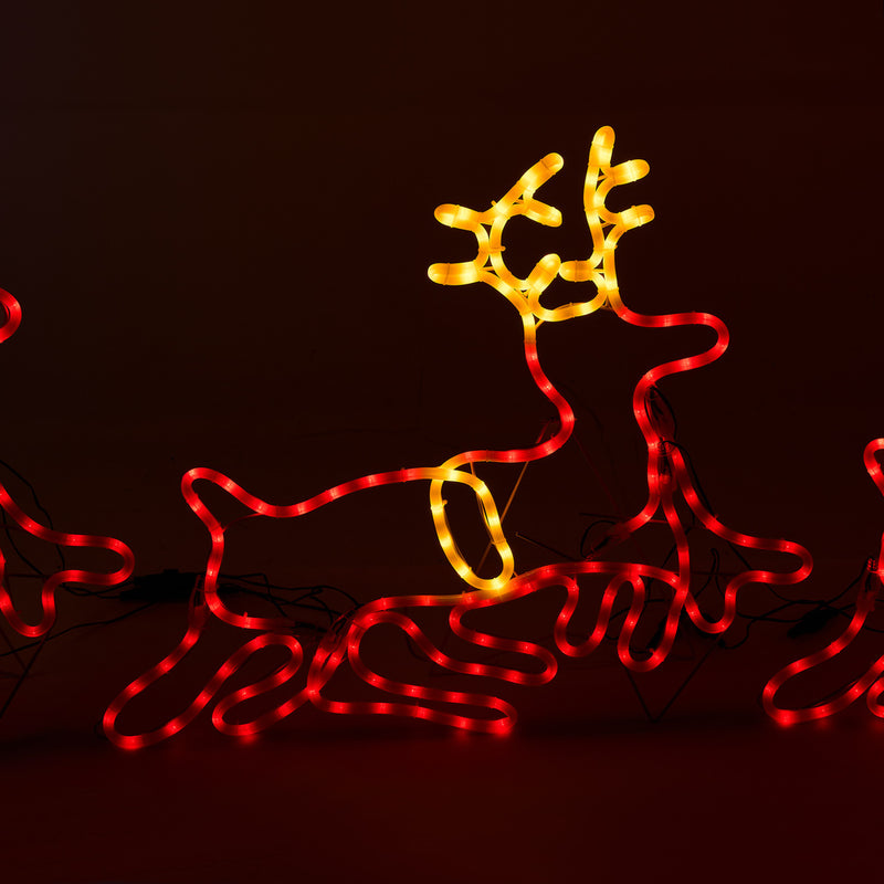 Tinseltown Christmas Light LED Motif Rope Lights Santa Riding 4 Reindeer