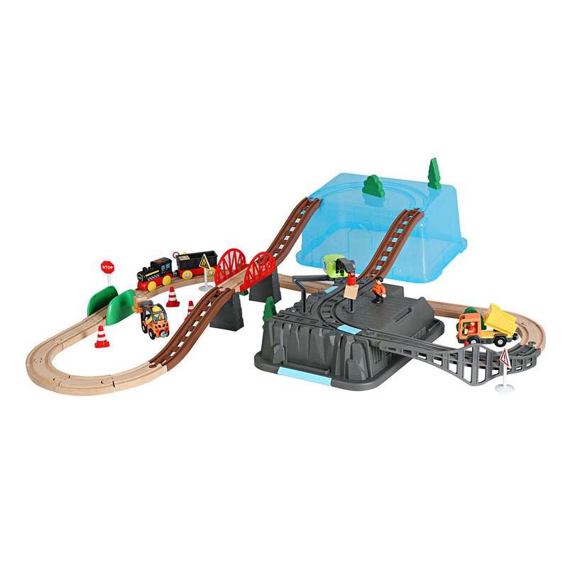 Bopeep Toy Train Set Track DIY Wooden-1954802784754864128