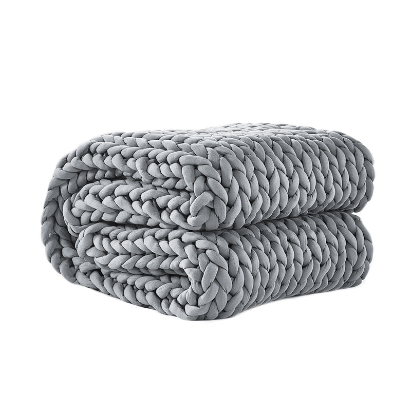 Dreamz Knitted Weighted Blanket Chunky Grey Kids-1954802943781900288