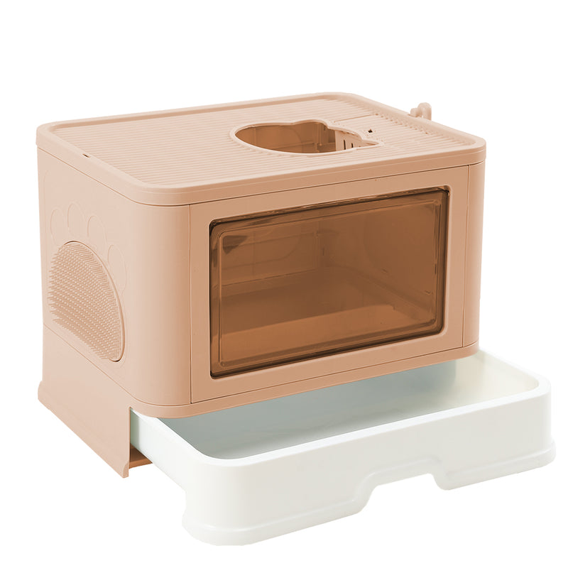 PaWz Foldable Cat Litter Box Tray Enclosed Pink-1954802553183145984