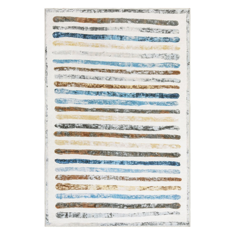 Marlow Floor Rug Short Pile Washable Carpet Soft Plush Non Slip Stripe 80x120-1954802390309933056