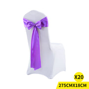 20x Multicoloured Satin Chair Sashes Lavender-1954802693658775552