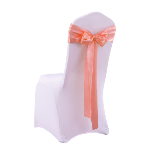 50x Satin Chair Sashes Cloth Cover Wedding Coral-1954802694447304705