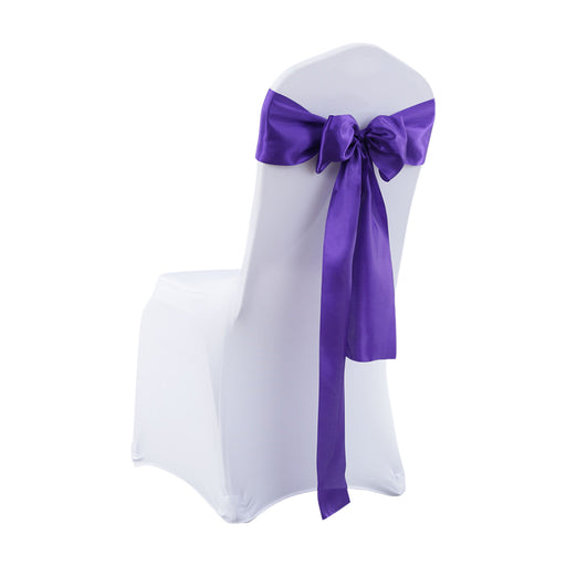 20x Table Runner Satin Chair Sashes Eggplant-1954802693256122369