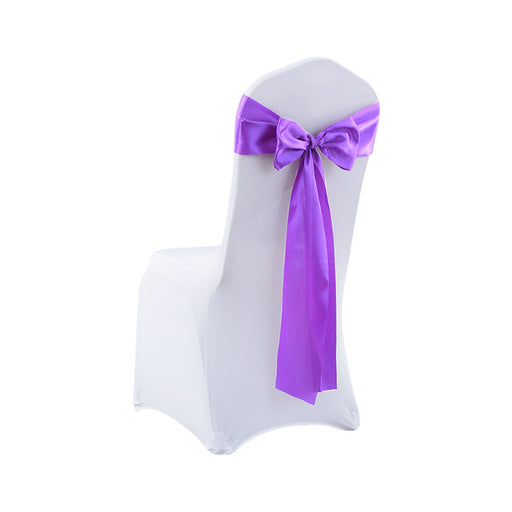 50x Satin Chair Sashes Cloth Cover Wedding Lavender-1954802695051284481