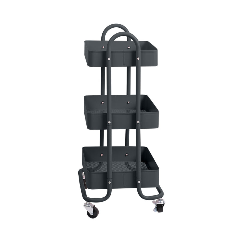 Levede 3 Tiers Kitchen Trolley Cart Grey-1954802728517636097