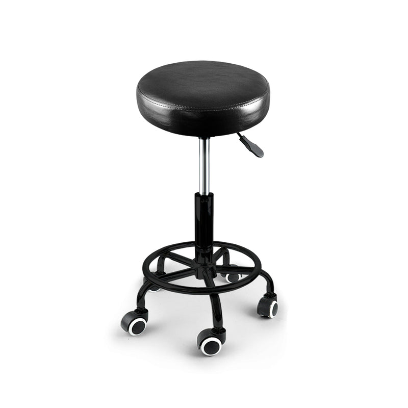 Levede Salon Stool Swivel Bar Stools Black with Black Stand-1954802612826148865