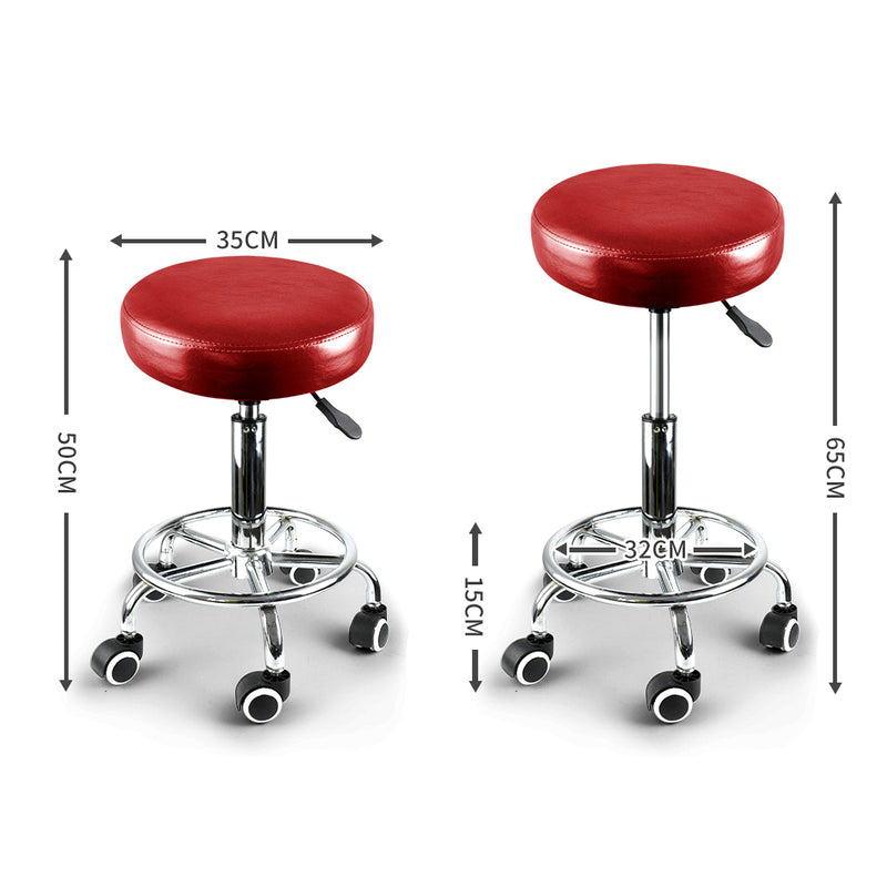 Levede Salon Stool Swivel Barber Stools Red-1954802612465438722