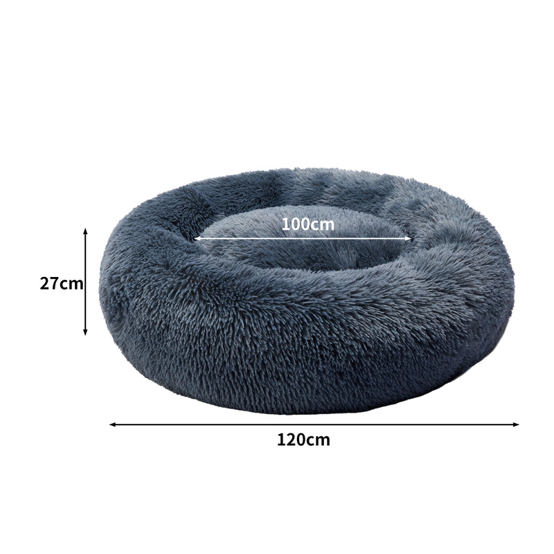PaWz Pet Bed Cat Dog Donut Nest Calming XXXL Dark Grey XXX-Large-1954802763556851714