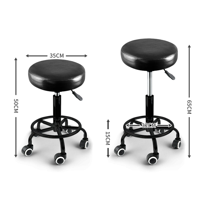 Levede Salon Stool Swivel Bar Stools Black with Black Stand-1954802612826148866