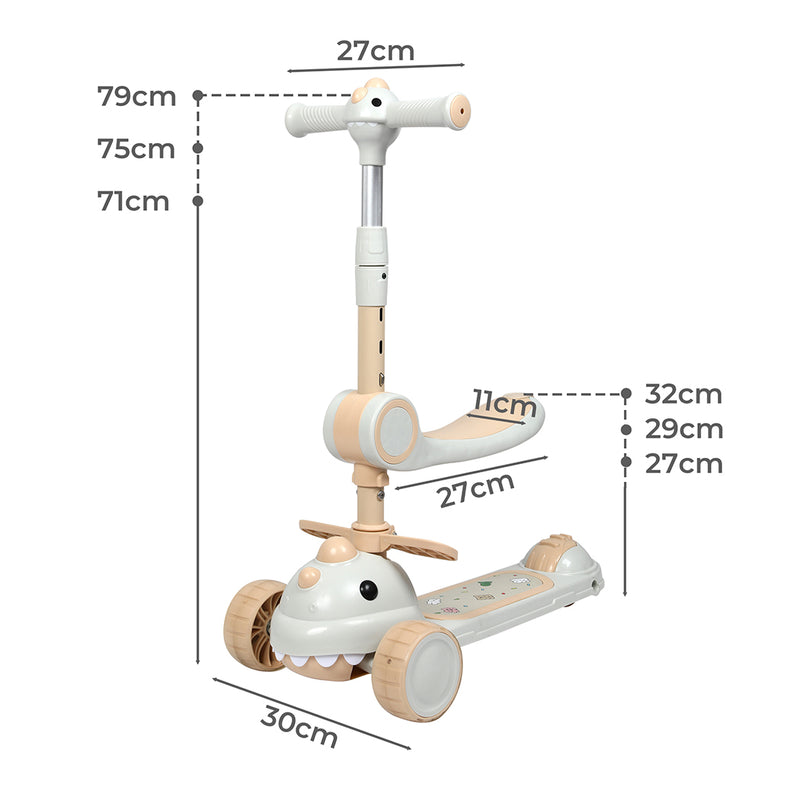 BoPeep Foldable Kids Scooter Flip-able Seat Beige-1954802362019352578