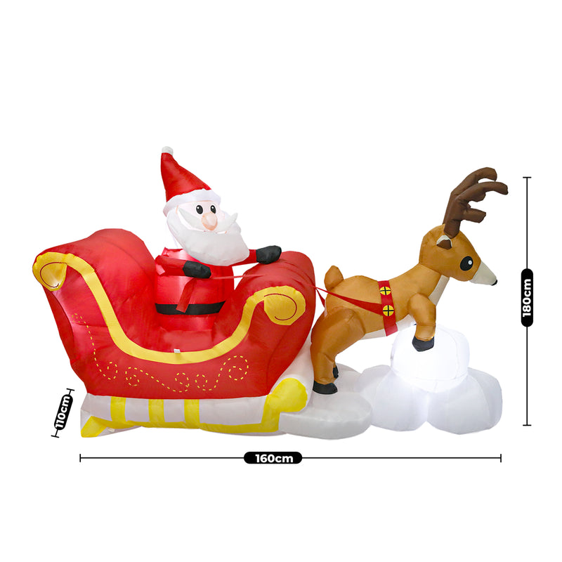 Santaco Christmas Inflatables Outdoor Santa Claus Reindeer Sleigh Lights Decor-1952534168839786498