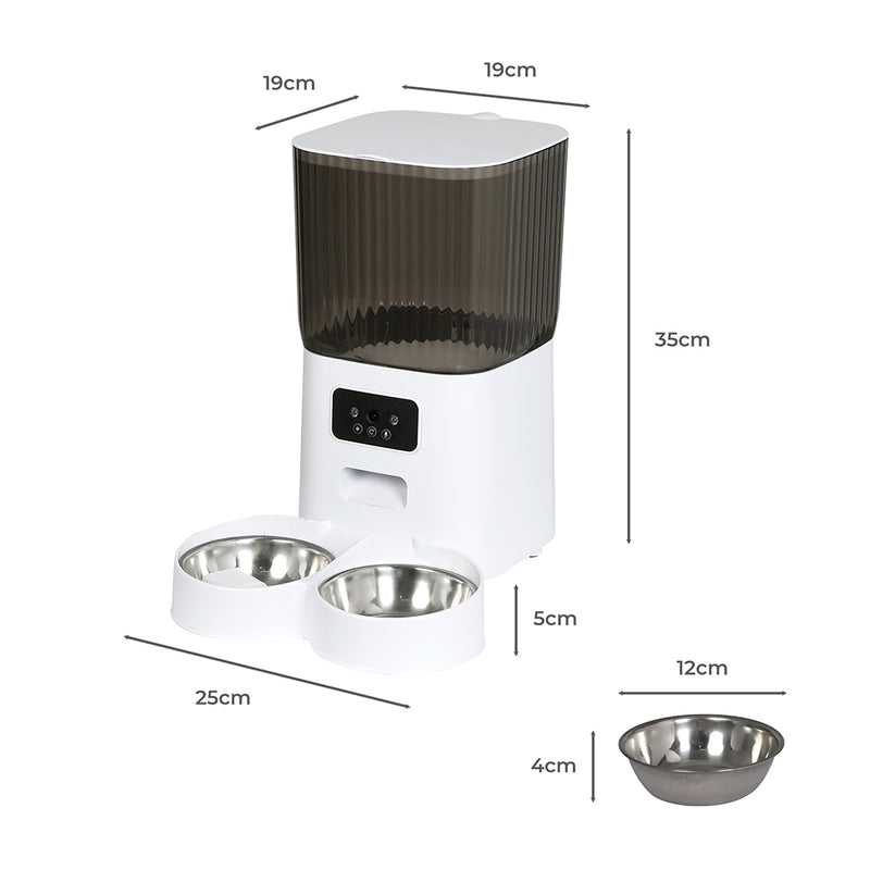 PaWz 5L Auto Pet Feeder Automatic Camera Wi-Fi White-1954802575454900226