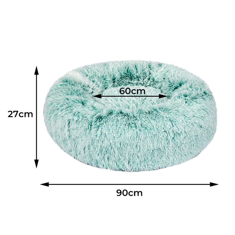 PaWz Pet Bed Cat Dog Donut Nest Calming L Teal Large-1954802518093598722