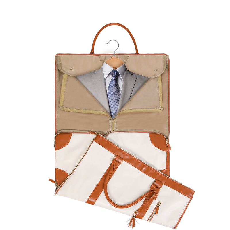 Slimbridge Garment Bags Hanging Suit Duffel Bag Beige-1954802452071059459
