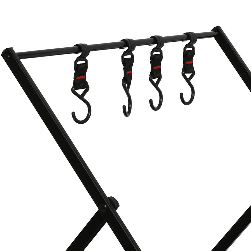 Levede Foldable Camping Storage Shelves 2 Layer with Hooks Black-1954802657151553540