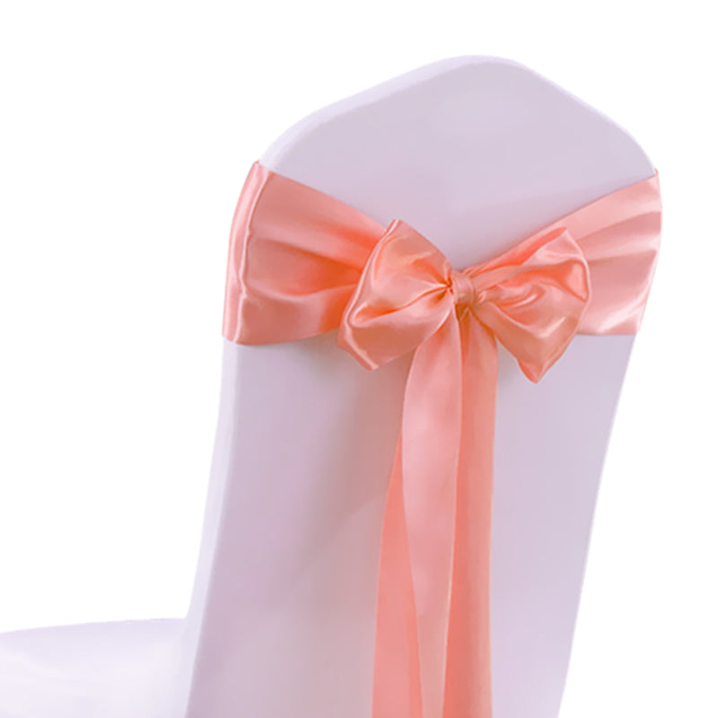 20x Satin Fabric Chair Sashes Cloth Coral-1954802692949938181