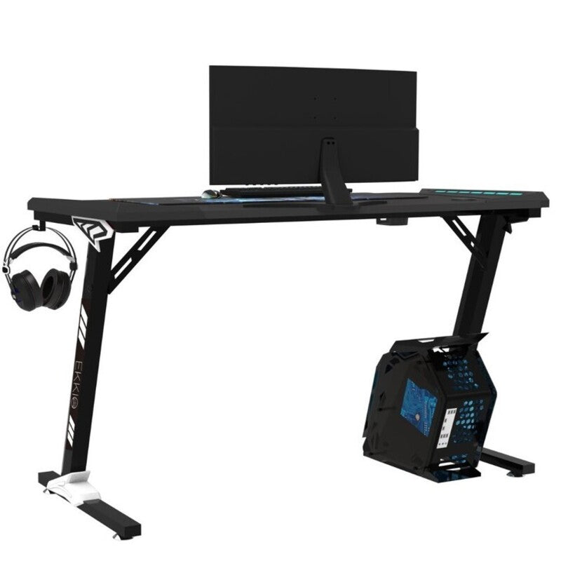 EKKIO RGB Gaming Desk Z Shape Black 140cm