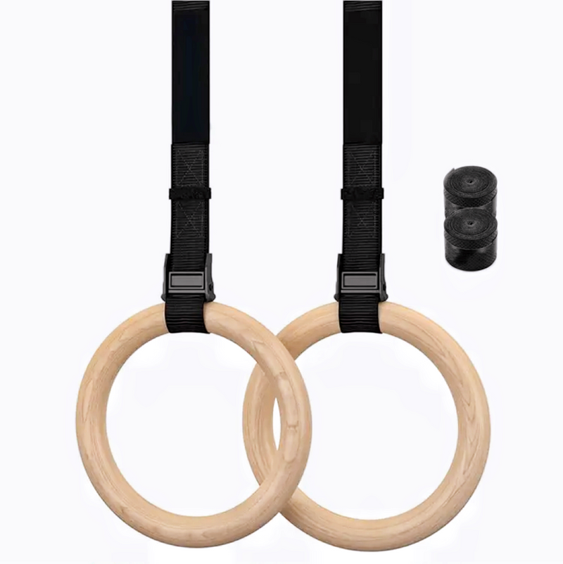 VERPEAK Wooden Gymnastic Rings 32mm for Gym Exercise Fitness (Wooden)