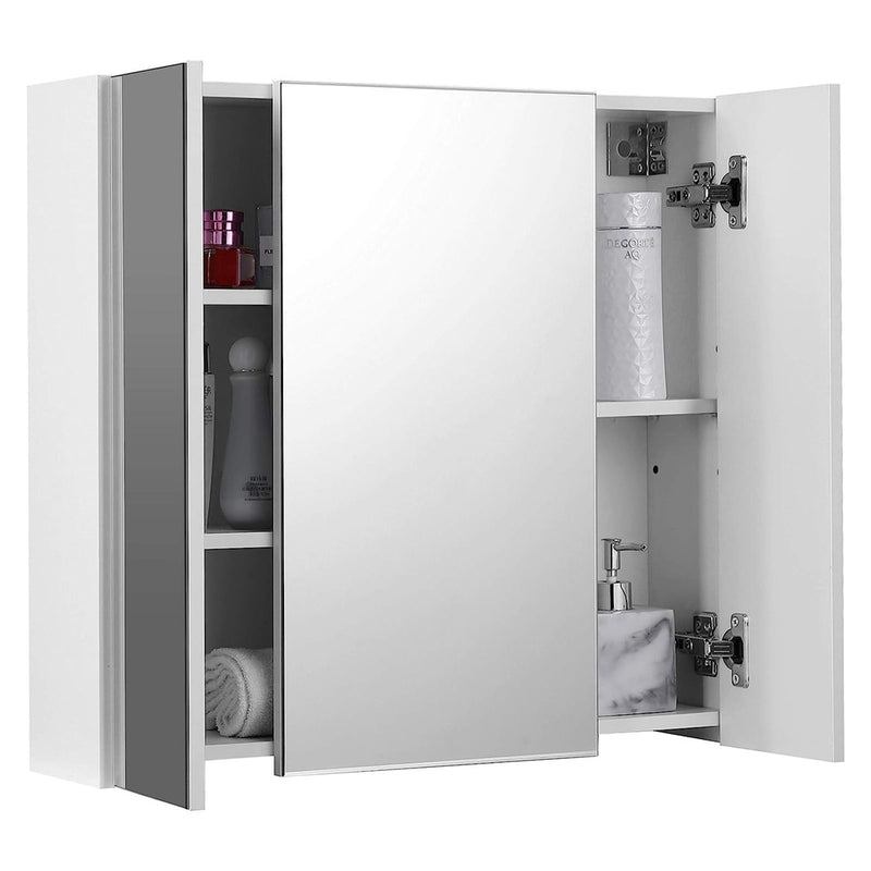 VASAGLE Bathroom Wall Cabinet with Mirror and Adjustable Shelf White BBK22WTV1