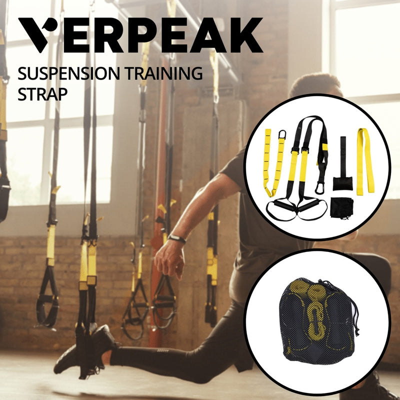 VERPEAK Suspension Trainer Resistance System Training Kit (Black and yellow) VP-SPT-100-YN