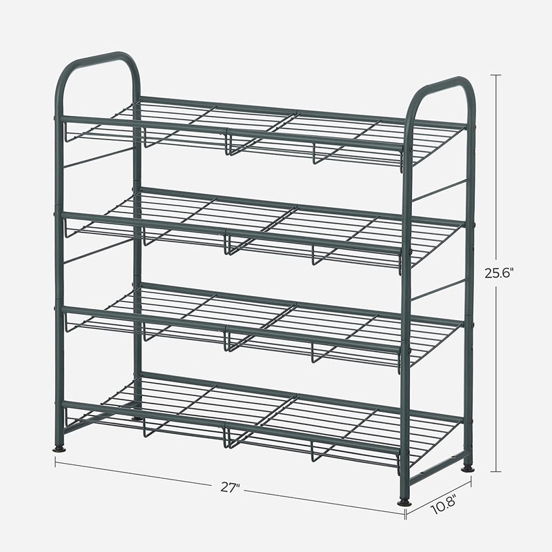 SONGMICS 4-Tier Shoe Rack Storage 16 Pairs Organizer Gray