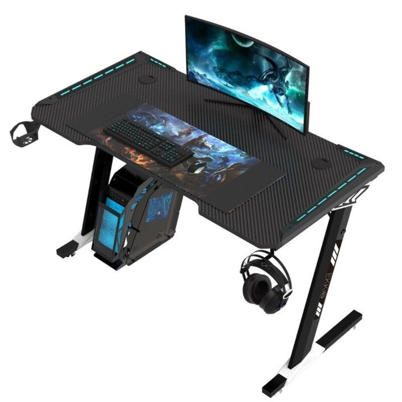 EKKIO RGB Gaming Desk Z Shape Black 140cm