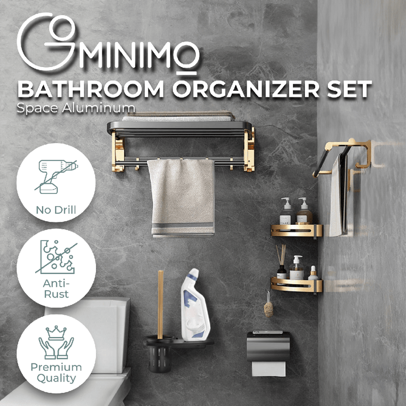 Gominimo Bathroom Wall Mount Black Gold Accessories Set (G)