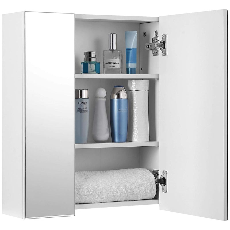 VASAGLE Bathroom Wall Cabinet with Mirror and Adjustable Shelf White BBK22WTV1