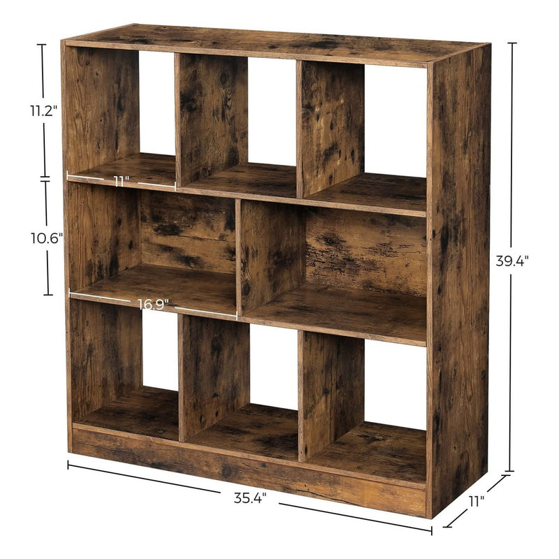 VASAGLE Bookcase with Open Shelves Rustic Brown