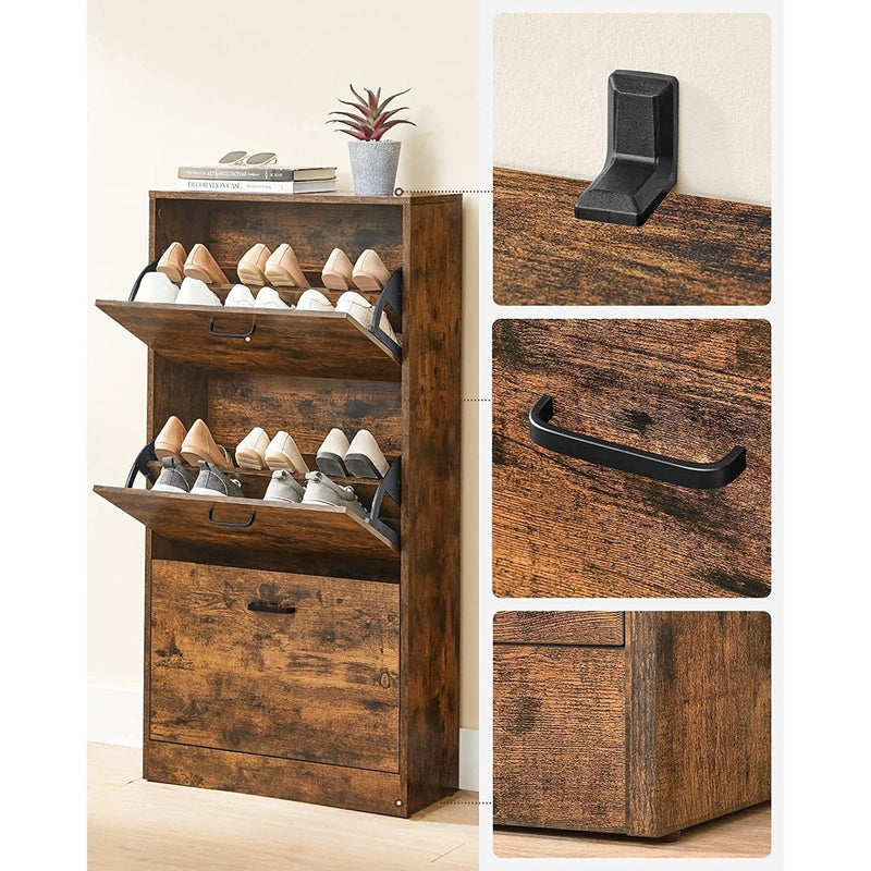 VASAGLE 3 Tier Shoe Cabinet