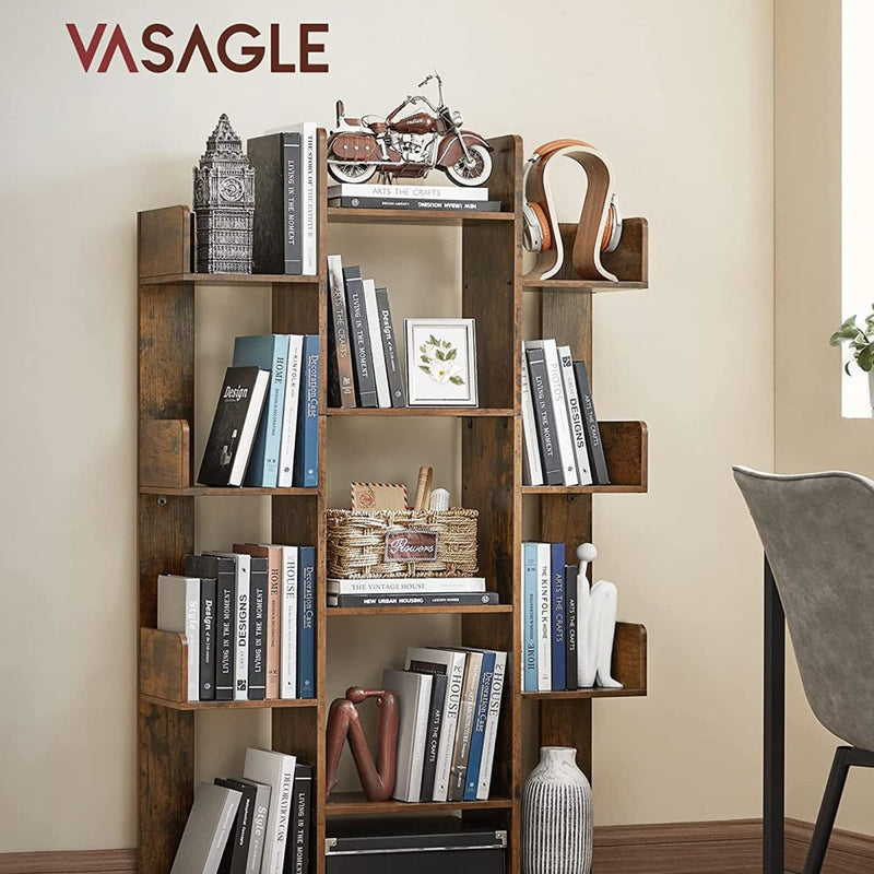 VASAGLE Tree-Shaped Bookcase Rustic Brown