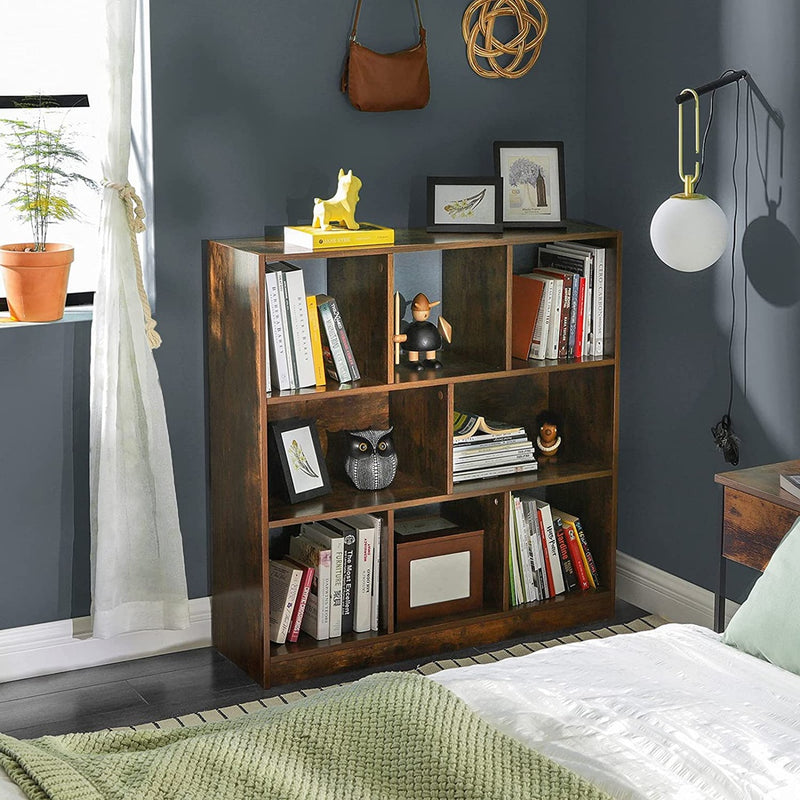 VASAGLE Bookcase with Open Shelves Rustic Brown